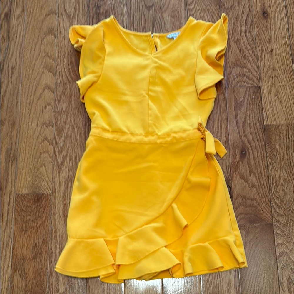 Habitual Yellow Ruffle Sleeve Kids Romper Dress
